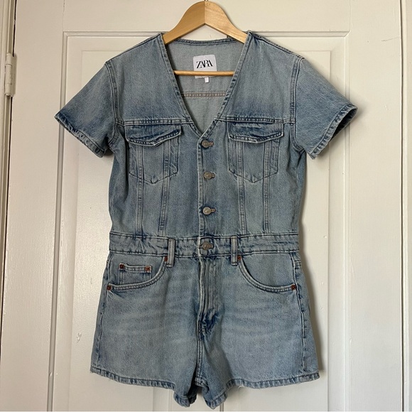 Zara Denim Romper | medium - Picture 3 of 9